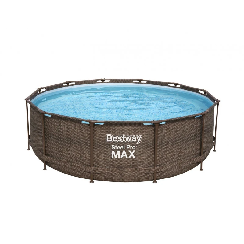 Piscine Tubulaire Ronde Bestway Steel Pro Max 3,66x ↕1,00m Aspect Rotin Marron