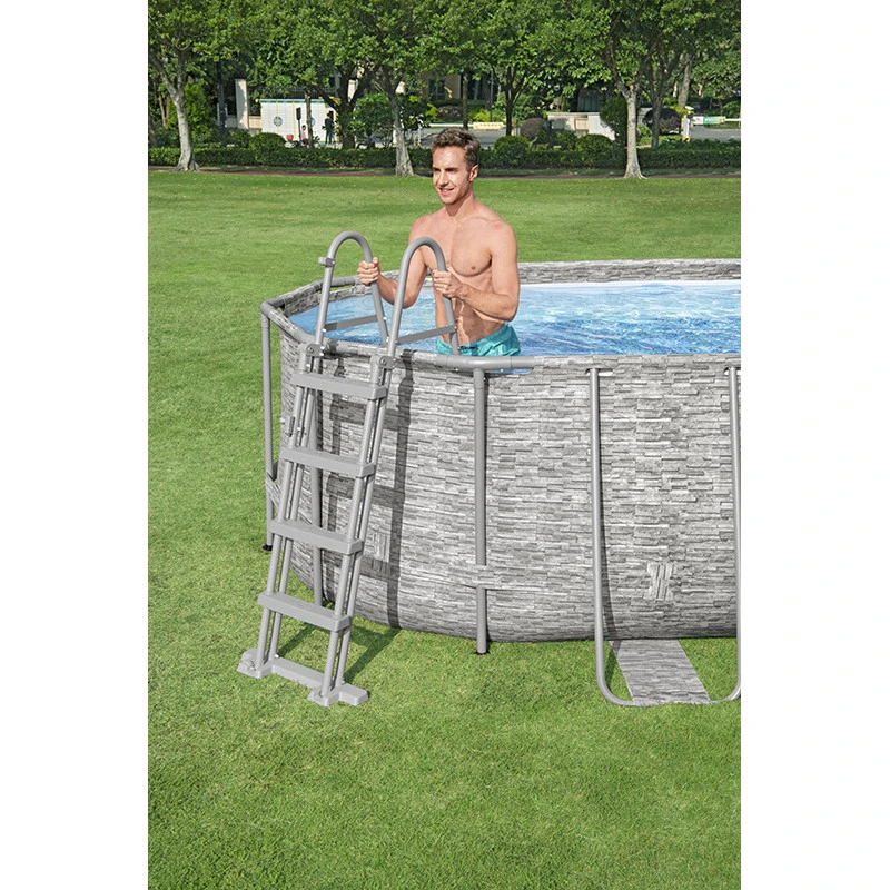 Piscine Tubulaire Ovale Bestway Power Steel 5,49 X 2,74 X 1,22m Aspect Briquettes – Image 3