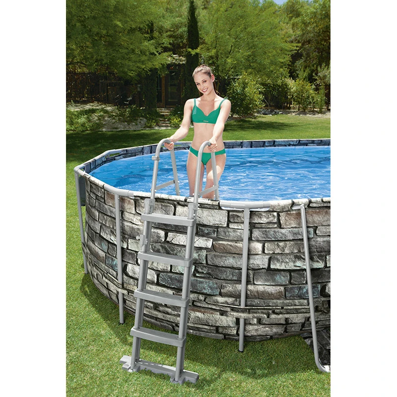 Piscine Tubulaire Ovale Bestway Power Steel Avec Borne De Massage 6,10 X 3,66 X 1,22m Aspect Pierres – Image 5